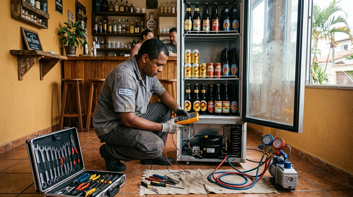 Substituição do termostato de uma cervejeira no Canadá, Cascavel‑PR